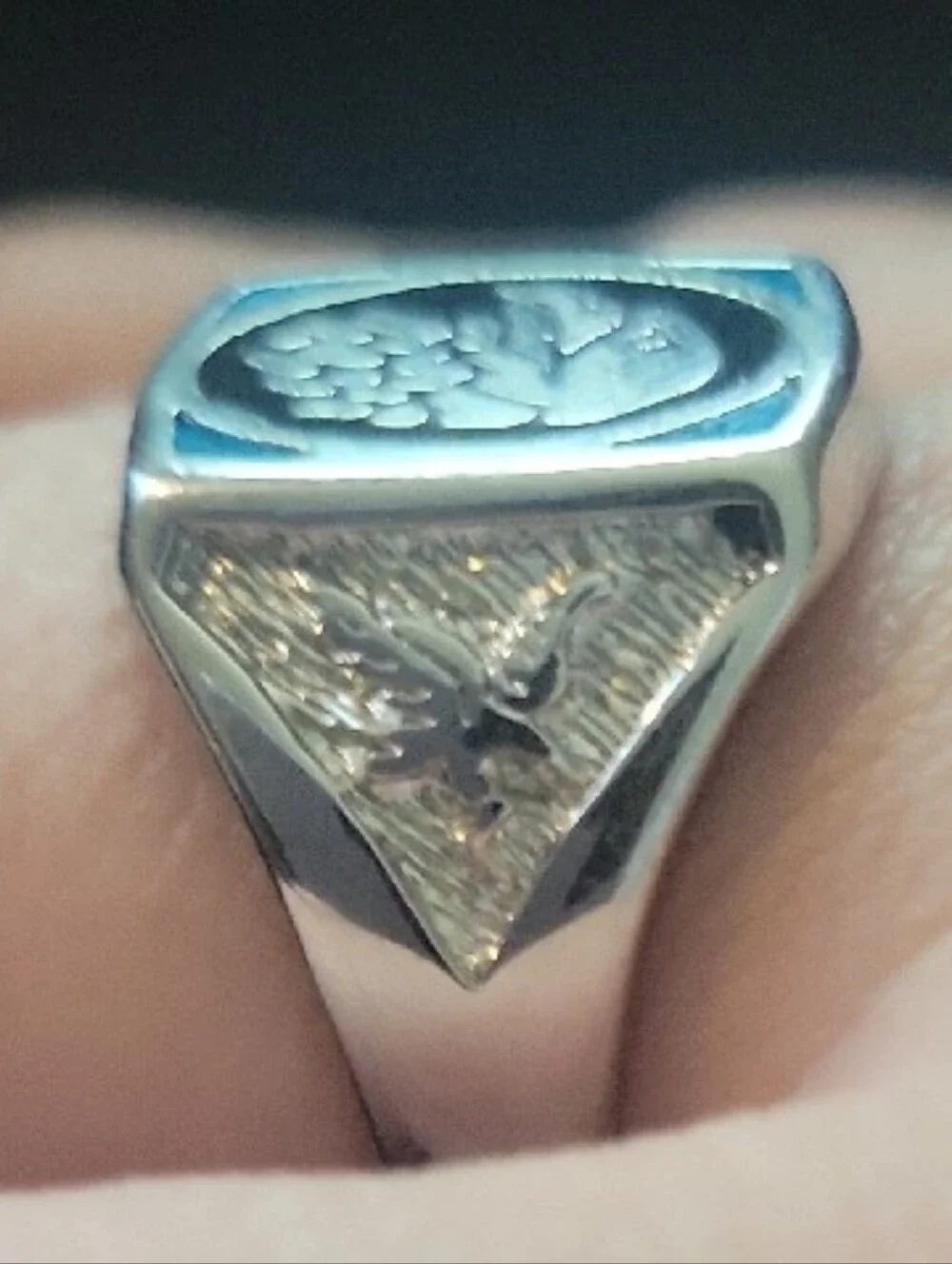 1980s Eagle Signet Ring with Crushed Turquiose